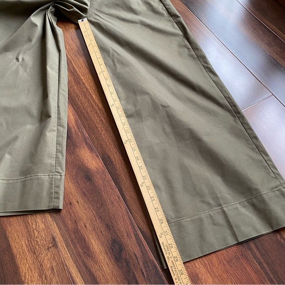 J. Crew Wide Leg Cotton Blend Dark Olive Green Trousers Size 6 - Picture 7 of 10